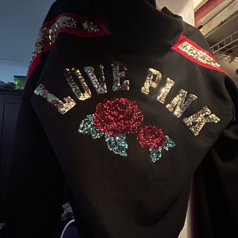 Victoria's Secret PINK Black Sequin Sweatshirt